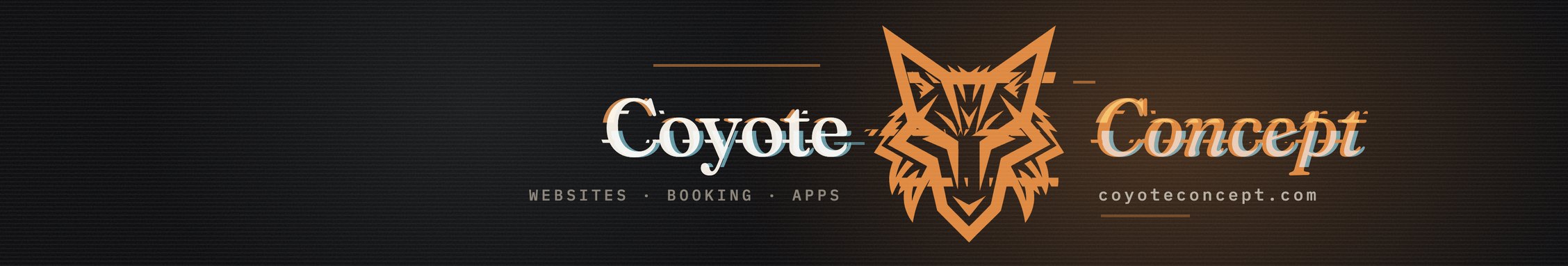 Our LinkedIn banner: the Coyote mark mid-glitch between the words Coyote and Concept