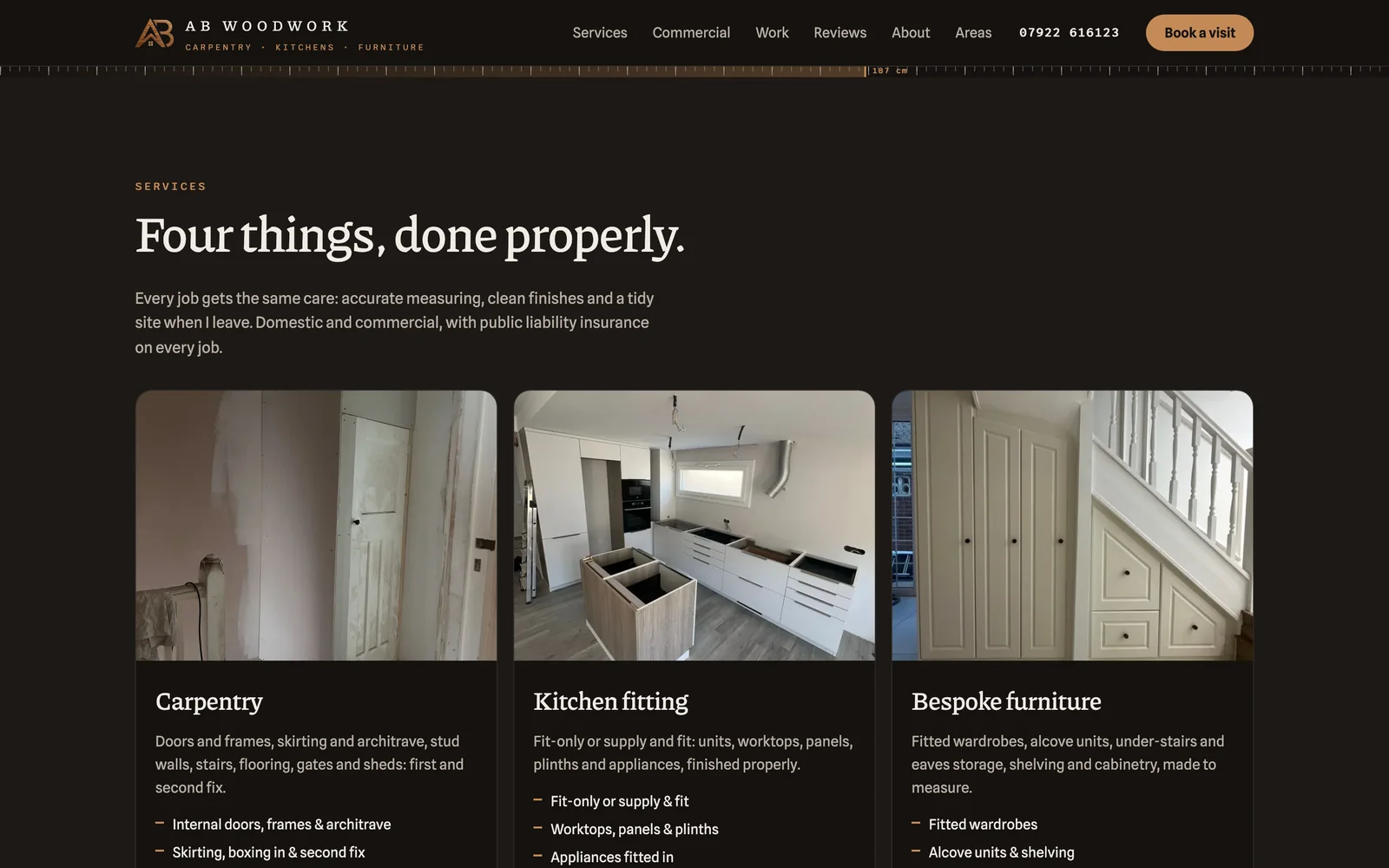 Four services, each with its own page