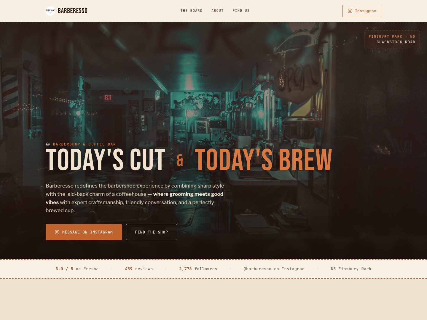 Barberesso — Simple sites website design by Coyote Concepts