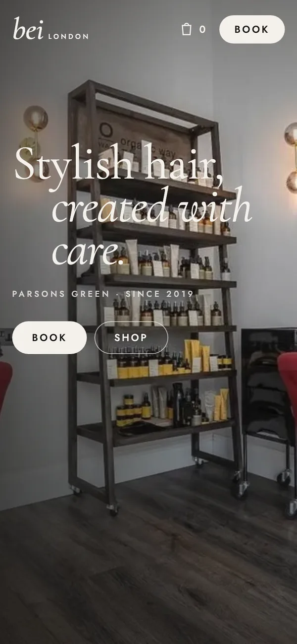 bei London website on a phone