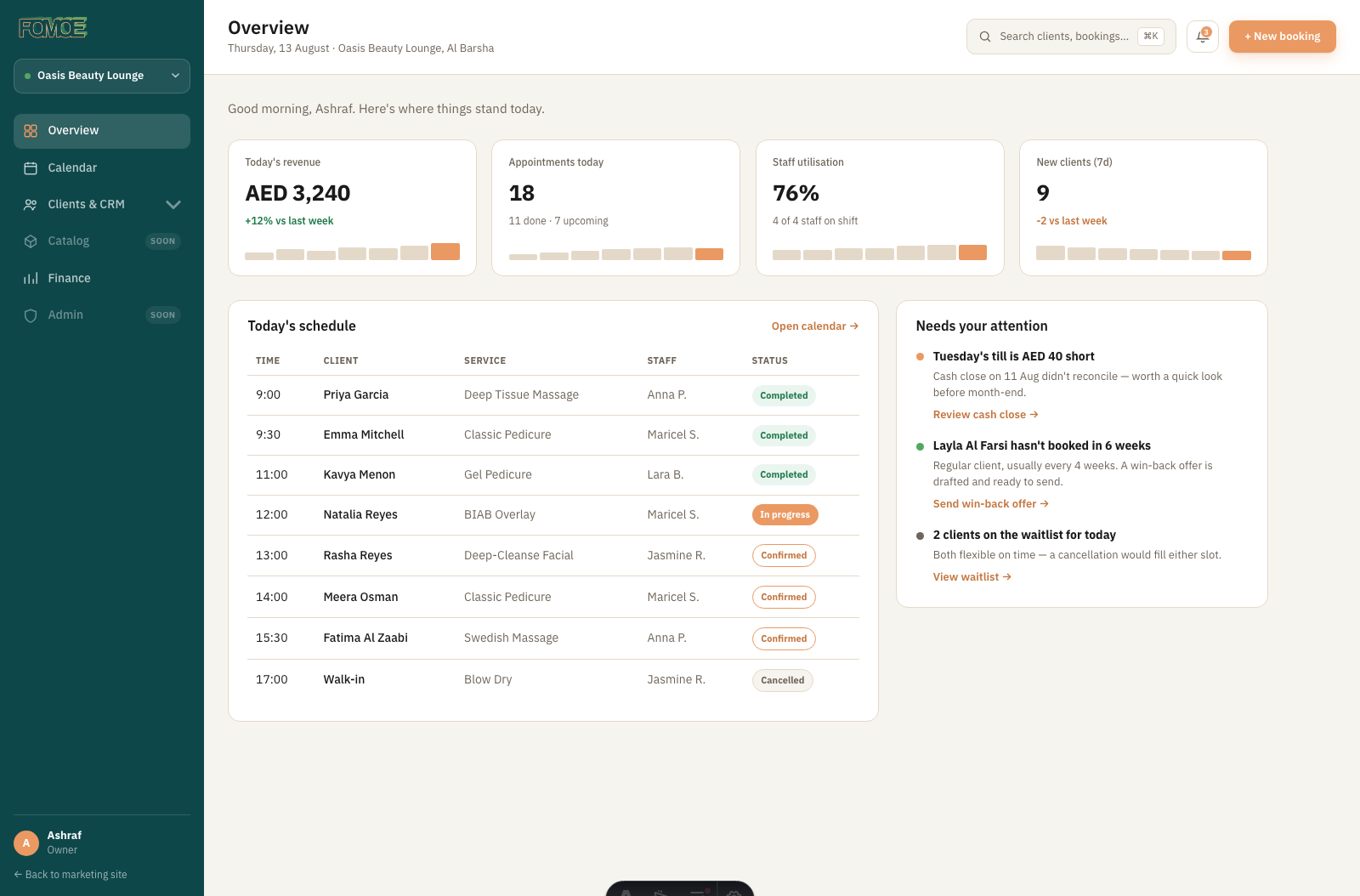 Dashboard — overview
