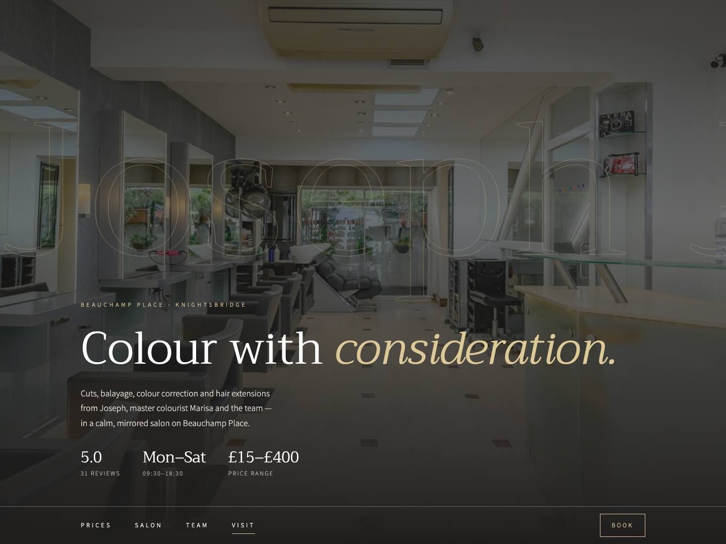 Joseph Hair London — Simple sites website design by Coyote Concepts