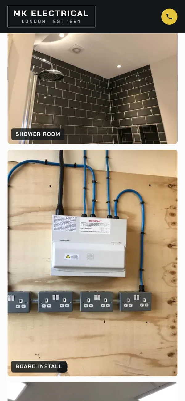 MK Electrical London on a phone: Recent jobs