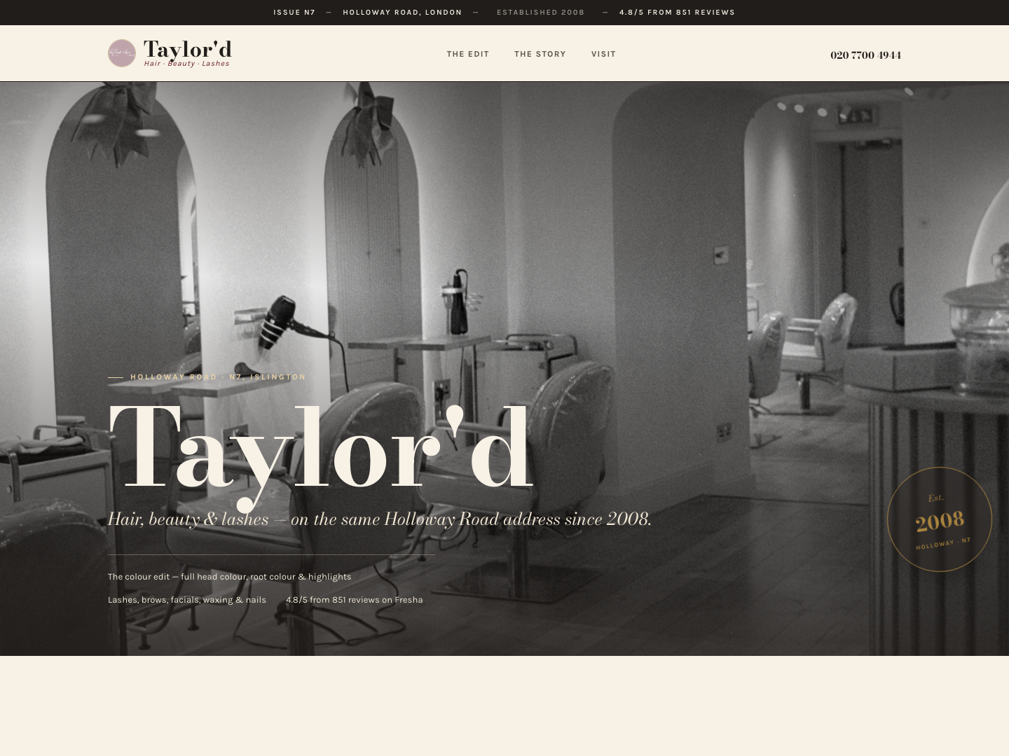 Taylor'd Hair screen