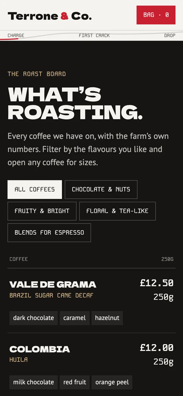 Terrone & Co. on a phone: Roast board