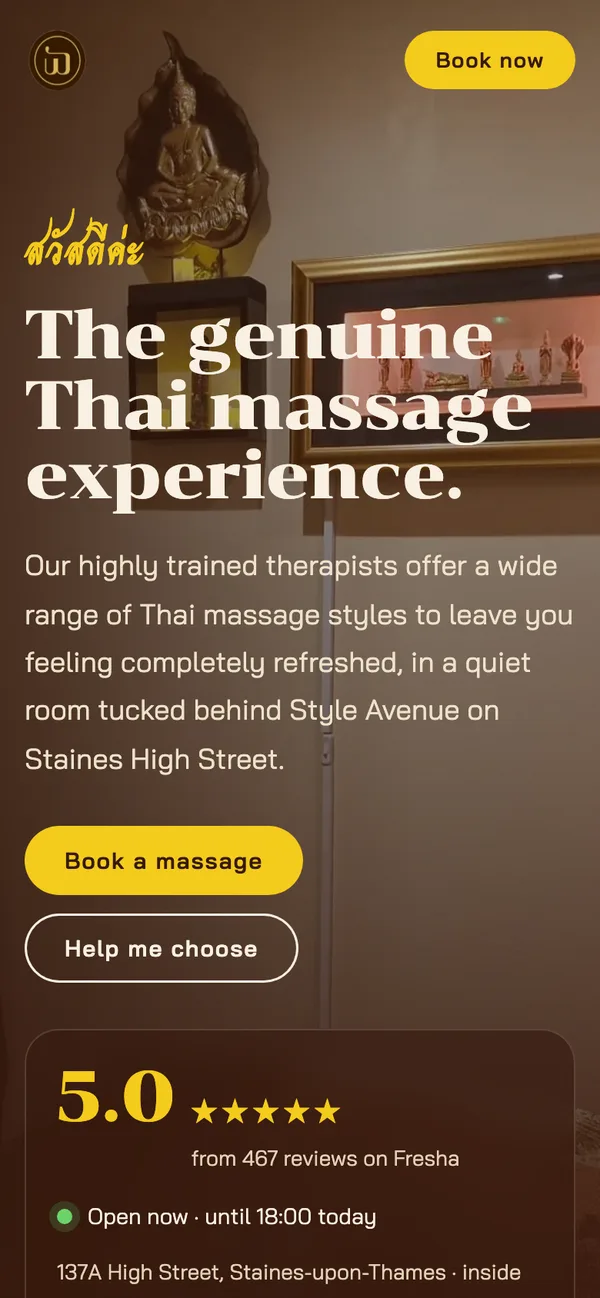 Wandee Thai Massage on a phone: Hero
