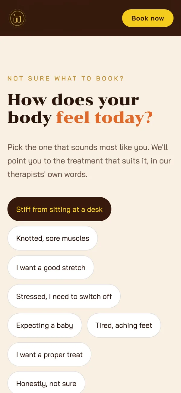 Wandee Thai Massage on a phone: Body guide