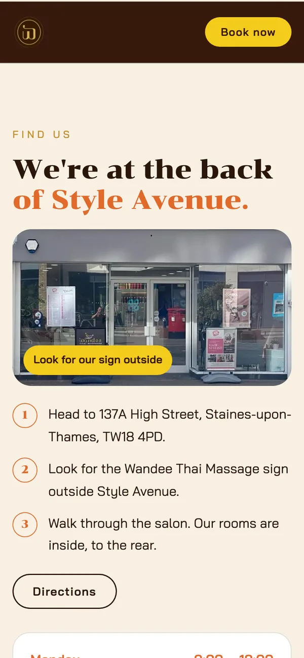 Wandee Thai Massage on a phone: Finding us